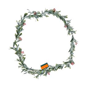 Christmas Garland, 6.6-FT Realistic Greenery Decorated with Vines, Olive Leaves, and Berries