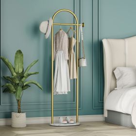 67in Coat Rack Stand, Golden Metal Freestanding Heavy Duty Clothes Rack with Marble Base, Multipurpose Garment Hanger for Bedroom, Hat, Scarf, Ja