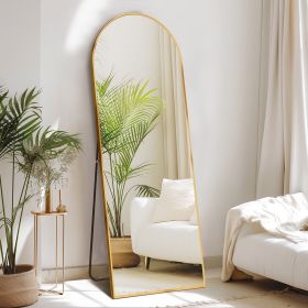 64"x21" Arched Full Length Mirror, Full Body Standing Mirror Floor Mirrors, Gold