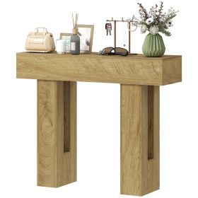 42 Inch Console Table, Sofa Table Behind the Couch with Thickened Tabletop for Living Room, Hallway, Entrance, Oak