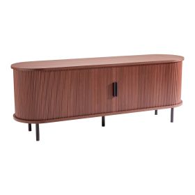 TV Stand, Boho Entertainment Center for TVs up to 58 in, 350 lbs Load, TV Media Console Table with Adjustable Storage Shelves & Rolling Door