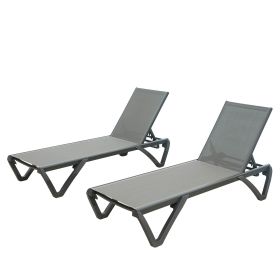 Patio Chaise Lounge Outdoor Aluminum Polypropylene Chair with Adjustable Backrest, Poolside Sunbathing Chair for Beach,Yard,Balcony (Gray