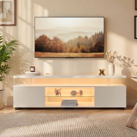 TV Stand for 70 Inch TV LED Gaming Entertainment Center Media Storage Console Table with Large Side Cabinet for Living Room White