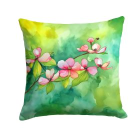 Virginia American Dogwood in Watercolor Throw Pillow Machine Washable, Indoor Outdoor Decorative Pillow for Couch, Bed or Patio, 18Hx18W