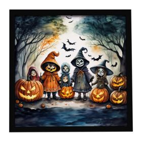 Trick or Treaters Spooky Halloween Framed Metal Print Bathroom, Kitchen, Office, Home Decor Wall Art Ready to Hang, Square, 8X8
