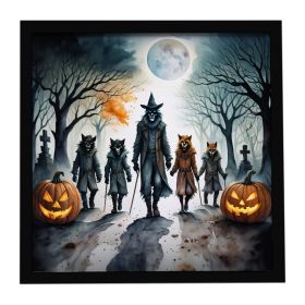 Werewolves Spooky Halloween Framed Metal Print Bathroom, Kitchen, Office, Home Decor Wall Art Ready to Hang, Square, 8X8