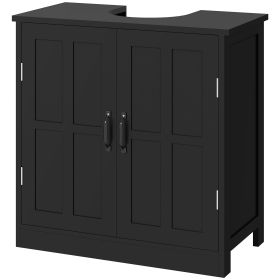 Bathroom Sink Cabinet, Pedestal Sink Cabinet with Adjustable Shelf, Black