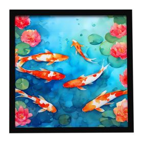 Koi Fish Framed Metal Print Bathroom, Kitchen, Office, Home Decor Wall Art Ready to Hang, Square, 8X8