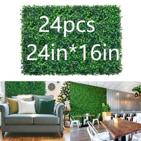24pcs Artificial Boxwood Panel  Boxwood Hedge Wall Panels Artificial Grass Backdrop Wall 24X16 Green Grass Wall