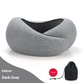 Soft Memory Foam Travel Neck Pillow U Shape Adjustable Support Comfortably Sleeping On Plane Car Office Noon Break (Option: Dark Gray Velcro Style-1PC)