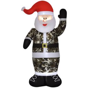 8 Christmas Inflatables Outdoor Decorations Santa Claus Wearing Camouflage, Blow-Up Yard Christmas Decor with LED Lights Display (Option: Camo, White, Red-225x130x355 mm)