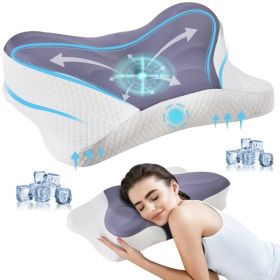 Cervical Neck Pillow, Cooling Ergonomic Memory Foam Pillows  Dual Height Orthopedic Support Contour Pillow For Side (Option: KDark Grey)