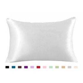 Pillowcase Satin Solid Color Simulation Silk Single Pillowcase Ice Silk Pillowcase (Option: white-20x26inches-1PC)