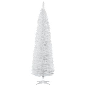 7ft Unlit Pencil Artificial Christmas Tree with Realistic Branches and 499 Tips, Plastic Base, White (Option: White-930x210x220 mm)