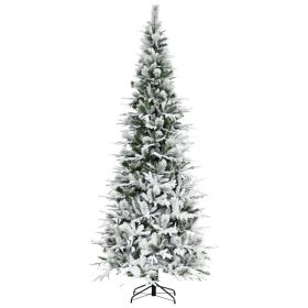 9 Unlit Snow Flocked Pine Artificial Christmas Tree with Realistic Branches and 1159 Tips, Green (Option: Green-1300x400x420 mm)