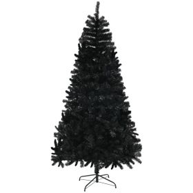 7.5ft Unlit Artificial Black Christmas Tree, Holiday Decor with 1346 Branch Tips, Auto Open and Steel Base (Option: Black-1100x260x280 mm)