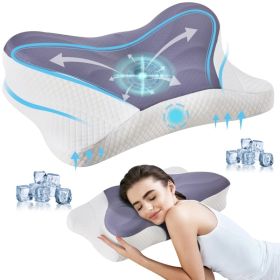 Cervical Neck Pillow, Cooling Ergonomic Memory Foam Pillows  Dual Height Orthopedic Support Contour Pillow For Side (Option: Kwhite)