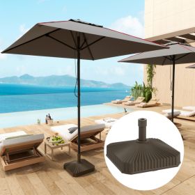 Square Patio Umbrella Base Holder, Heavy Duty Outdoor Umbrella Stand Base, Filled Up To 42lbs With Stand Or 33lbs With Water For Garden, Poolside (Option: BROWN)