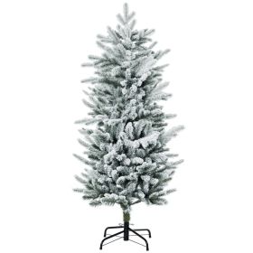 4.5 Artificial Flocked Christmas Trees, with Snow Frosted Branches, Auto Open, Steel Base (Option: Green-820x280x300 mm)
