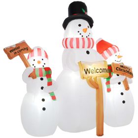 6.1 Inflatable Three Snowmen with Sign Each, Blow-Up Outdoor Christmas Display w/ LED Lights for Party (Option: White-300x300x145 mm)