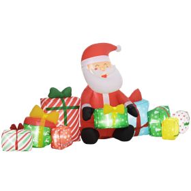 4.4 Inflatable Santa Claus and Gift Boxes w/ White LED Lights, Blow-Up Outdoor Display for Party (Option: Multi Color-350x270x160 mm)