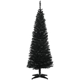 5 Artificial Pencil Christmas Tree, Slim Xmas Tree with 294 Realistic Branch Tips and Plastic Stand, Black (Option: Black-850x150x170 mm)