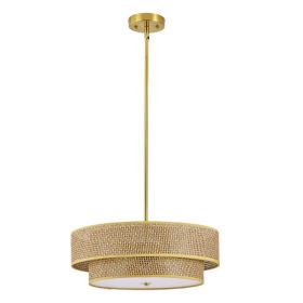 17.7 Inch Woven Rattan Linen Semi Embedded Ceiling Light Fixture, Suitable For Bedrooms, Kitchens, Dining Rooms, Living Rooms, Corridors, Farmhou (Option: Default)
