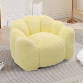 Lotus type compression sofa Adult bean bag sofa with pull ring can be easily moved without installation Suitable for various environments such as (Color: Yellow)