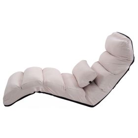 Folding Lazy Sofa Couch with Pillow (Color: Beige)
