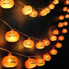 Halloween Lights,20FT 40 LEDs Holiday String Lights for Indoor Outdoor Decor,Battery Operated 8 Mode Waterproof Pumpkin String for Party Decorati (Color: Orange)