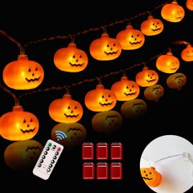Halloween Lights,20FT 40 LEDs Holiday String Lights for Indoor Outdoor Decor,Battery Operated 8 Mode Waterproof Pumpkin String for Party Decorati (Color: Pumpkin Lights)