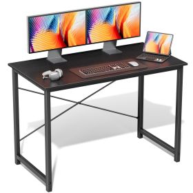 Computer Office Desk for Small Spaces, Writing Gaming Work Desk Modern Kids Study Table with Storage Bag & Headphone Hook (Color: 44Inch/Black)