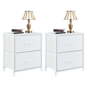 Living Room Cabinet Layers Set of 2 Fabric Drawers Beside Nightstand Table Closet Chest Clothes Display Cabinet Of Furniture (Color: 2pcs White)