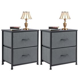 Living Room Cabinet Layers Set of 2 Fabric Drawers Beside Nightstand Table Closet Chest Clothes Display Cabinet Of Furniture (Color: 2pcs Gray)