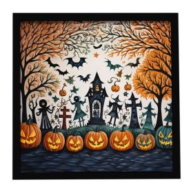 Papel Picado Skeletons Spooky Halloween Framed Metal Print Bathroom, Kitchen, Office, Home Decor Wall Art Ready to Hang, Square, 8X8 (Default: Default)
