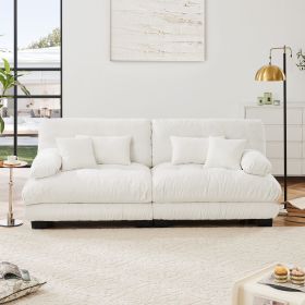 Cloud Couch 2 Seater Sofa for Living Room, Chenille 2 - Seat sofa with 2 Lumbar pillows and 2 throw pillows (Color: Chenille White)